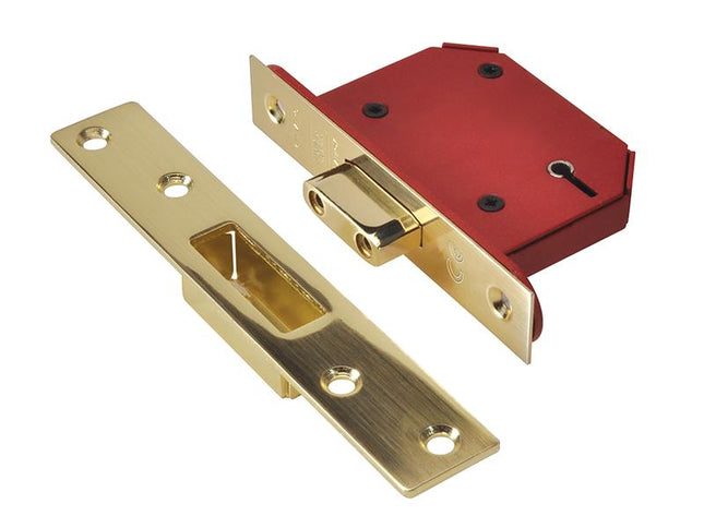 Union Strongbolt 2105S Polished Brass 5 Lever Mortice Deadlock Visi 81Mm 3In