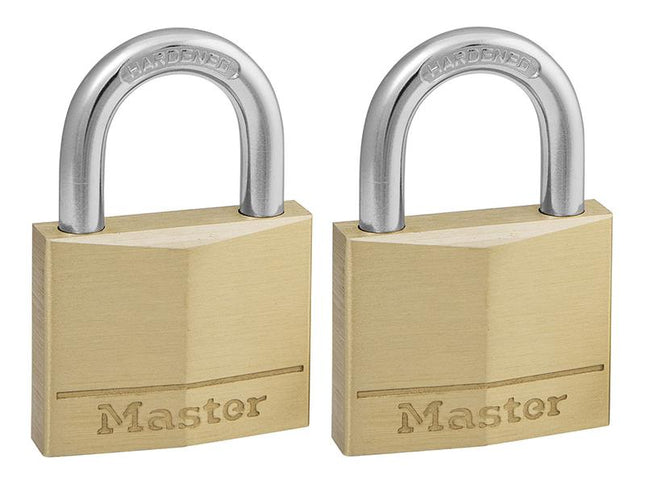 Master Lock Solid Brass 40Mm Padlock 4-Pin - Keyed Alike X 2