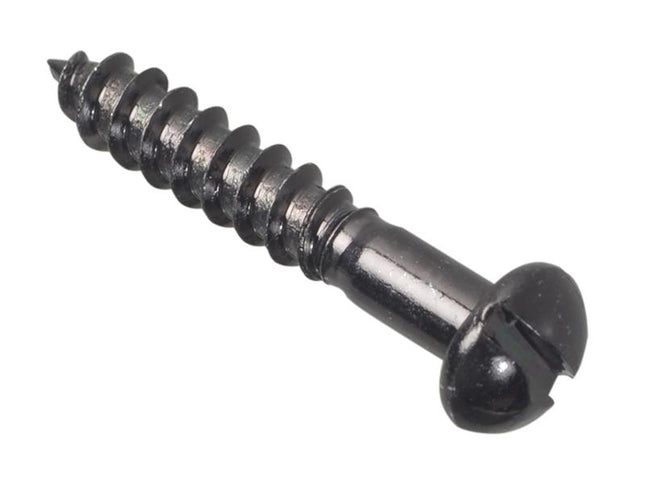 Forgefix Wood Screw Slotted Round Head St Black Japanned 1In X 8 Forge Pack 20