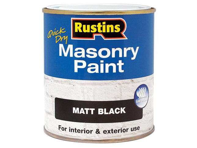 Rustins Quick Dry Masonry Paint Black 500Ml