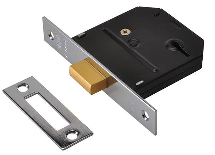 Union Es-Dl Essentials 3 Lever Mortice Deadlock Chrome 65Mm 2.5In Visi