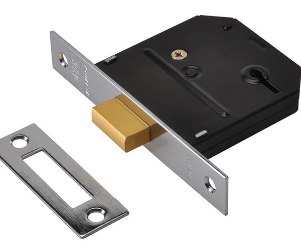 Union Es-Dl Essentials 3 Lever Mortice Deadlock Chrome 65Mm 2.5In Visi