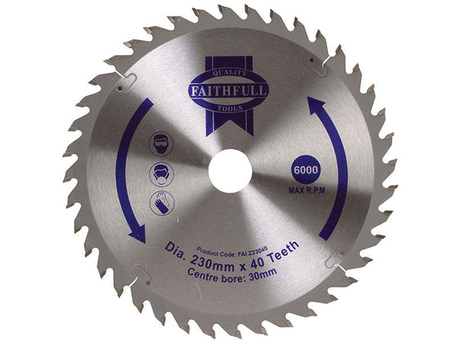 Faithfull Tct Circular Saw Blade 230 X 30Mm X 40T Pos