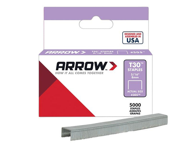 ARROW T30 Staples 305Ip 8Mm (5/16In) Box 5000