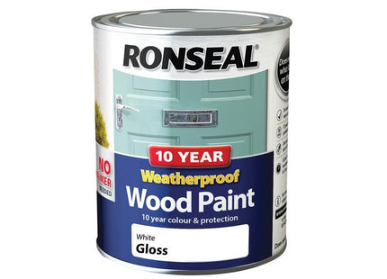 Ronseal 10 Year Weatherproof Wood Paint White Gloss 750Ml