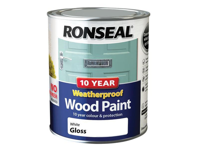 Ronseal 10 Year Weatherproof Wood Paint White Gloss 750Ml