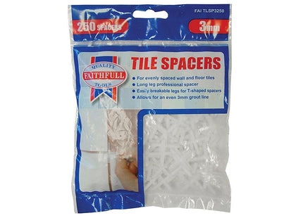 Faithfull Tile Spacer Long Leg 3Mm Bag Of 250
