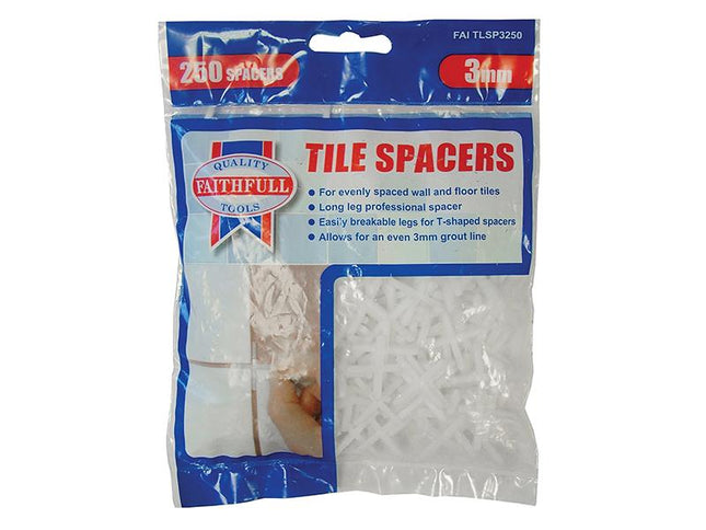 Faithfull Tile Spacer Long Leg 3Mm Bag Of 250