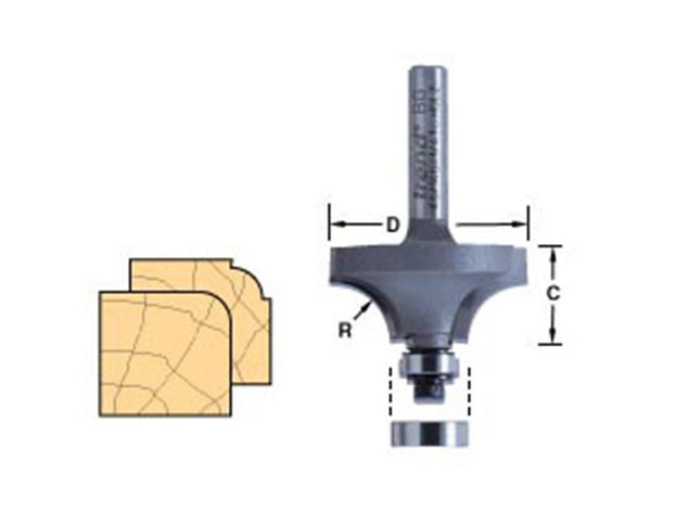 TREND 46/12 X 1/4 Tct Bearing Guided Ovolo & Round Over 4.8Mm Radius