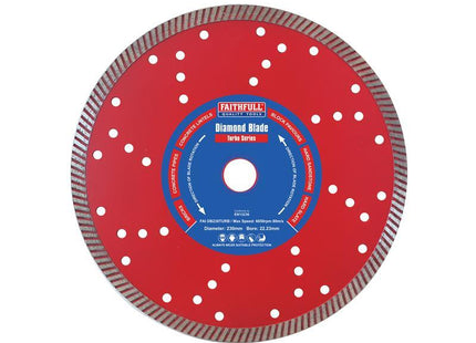 Faithfull Turbo Cut Diamond Blade 230 X 22Mm