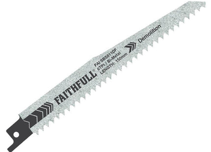 Faithfull S611Df Bi-Metal Sabre Saw Blade Demolition 150Mm 6 Tpi (Pack Of 5)