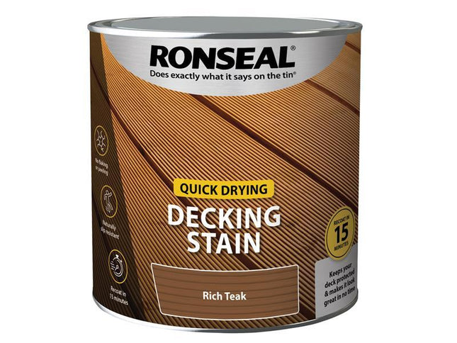 Ronseal Quick Drying Decking Stain Rich Teak 2.5 litre