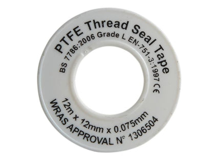 Faithfull P.T.F.E Tape 12Mm X 12M White (Pack 10)