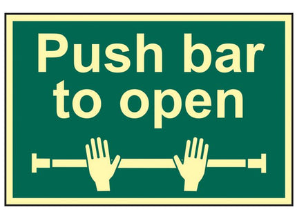 Scan Push Bar To Open - Photoluminescent 300 X 200Mm