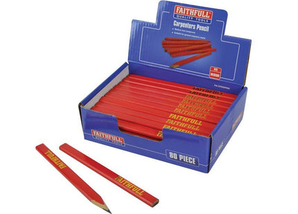 Faithfull Carpenter'S Pencils Display - Red / Medium (80)