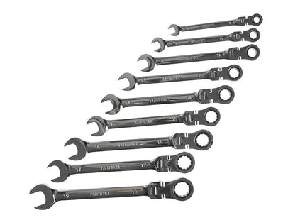 Faithfull Ratchet Combination Spanner Flex Head Set, 9 Piece