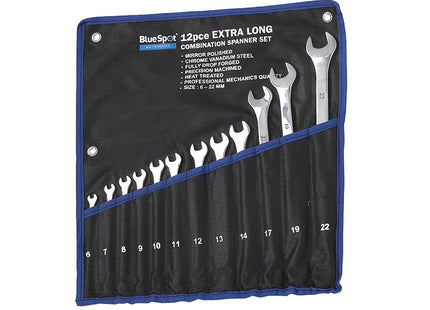 Bluespot Tools Extra Long Combination Spanner Set, 12 Piece