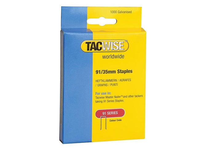 Tacwise 91 Narrow Crown Staples 35Mm - Electric Tackers Pack 1000