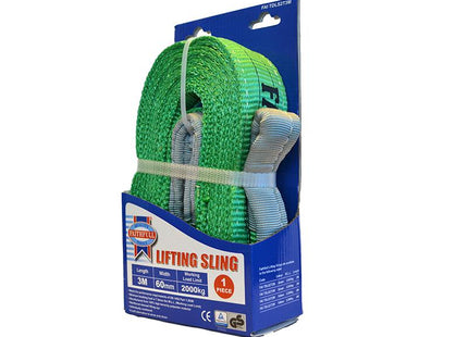 Faithfull Lifting Sling Green 2 Tonne 60Mm X 3M