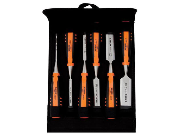 Bahco 424-P Bevel Edge Chisel Set 6 Piece In Pouch