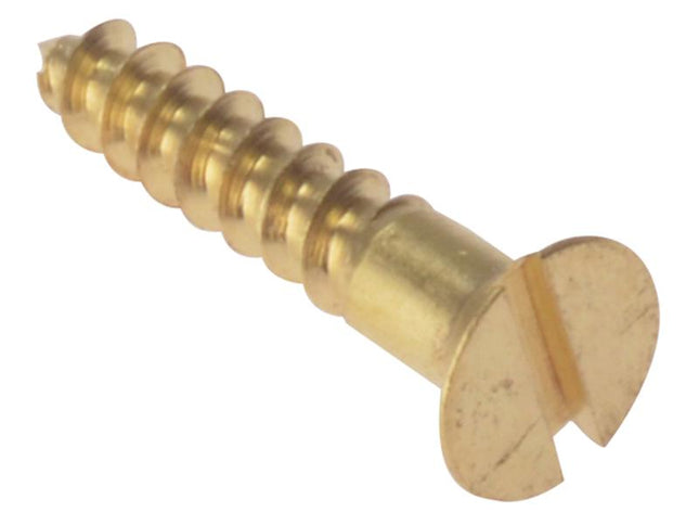 Forgefix Wood Screw Slotted Csk Solid Brass 1.1/2In X 6 Box 200