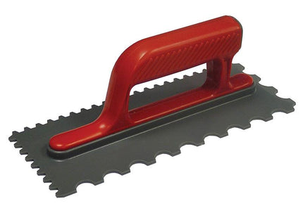 Faithfull Notched Trowel V 4Mm & Round 7Mm Plastic Handle 11 X 4.1/2In