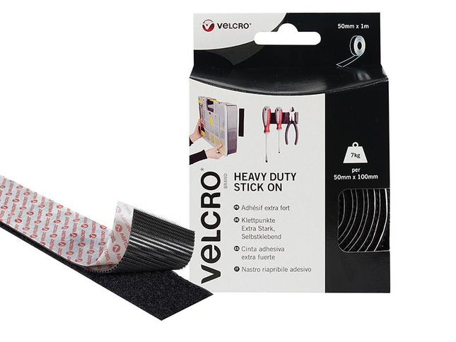 Velcro Brand Velcro Brand Heavy-Duty Stick On Tape 50Mm X 1M Black