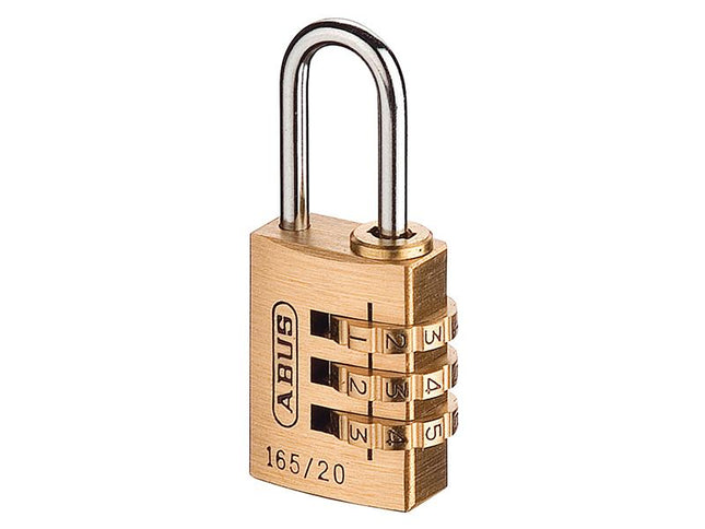 ABUS Mechanical 165/20 20Mm Solid Brass Body Combination Padlock (3-Digit) Carded