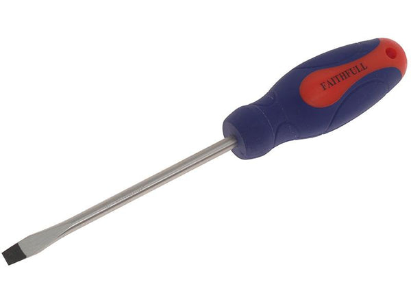 Faithfull Soft Grip Screwdriver Flared Slotted Tip 6.5 X 125Mm