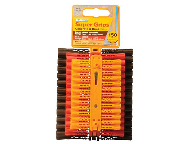 PLASPLUGS Sap 505 Solid Wall Super Grips Fixings Assorted (150)