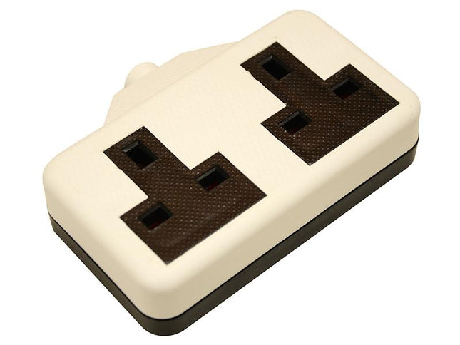 Smj White Trailing Extension Socket 13A 2 Gang