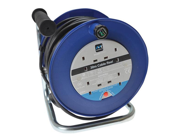 Masterplug Heavy-Duty Cable Reel 30 Metre 4 Socket 13A Thermal Cut-Out 240 Volt