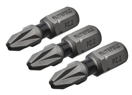 Faithfull Pozi Impact Screwdriver Bits PZ2 x 25mm (Pack 3)