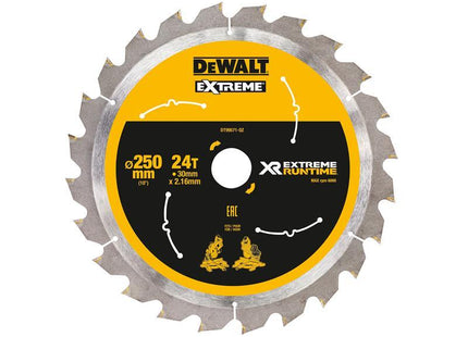 DEWALT Extreme Runtime Flexvolt Mitre Saw Blade 250 X 30Mm X 24T