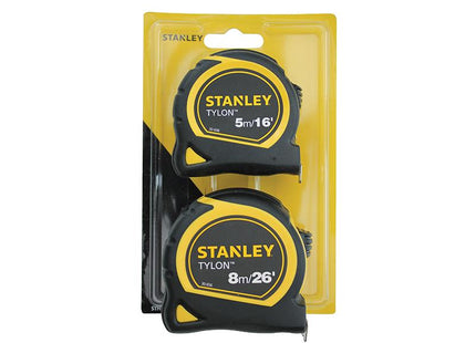 Stanley Tools Tylon Pocket Tapes 5M/16Ft + 8M/26Ft (Twin Pack)