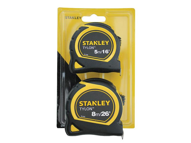 Stanley Tools Tylon Pocket Tapes 5M/16Ft + 8M/26Ft (Twin Pack)