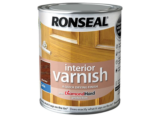 Ronseal Interior Varnish Quick Dry Satin Dark Oak 250Ml