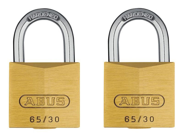 ABUS Mechanical 65/30Mm Brass Padlock Twin Carded