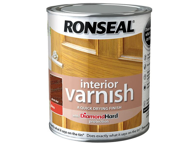 Ronseal Interior Varnish Quick Dry Gloss Dark Oak 750Ml