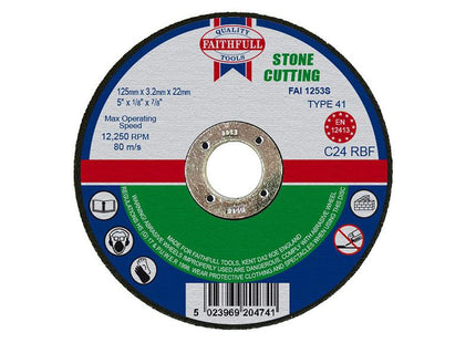 Faithfull Stone Cut Off Disc 125 X 3.2 X 22.23Mm