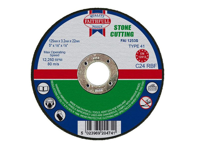 Faithfull Stone Cut Off Disc 125 X 3.2 X 22.23Mm