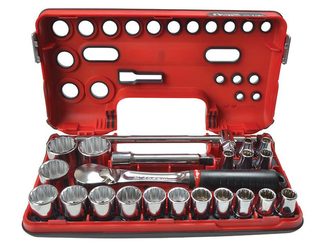 Facom 12Pt Detection Box Socket Set 22 Piece Metric 1/2In Drive