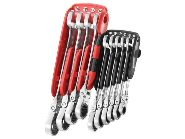 Facom 467Bf.Jp10Pb Ratchet Combination Flexi Wrench Set, 10 Piece