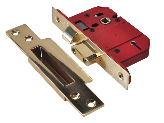 Union Strongbolt 2200S Bs 5 Lever Mortice Sashlock Satin Brass 68Mm Box