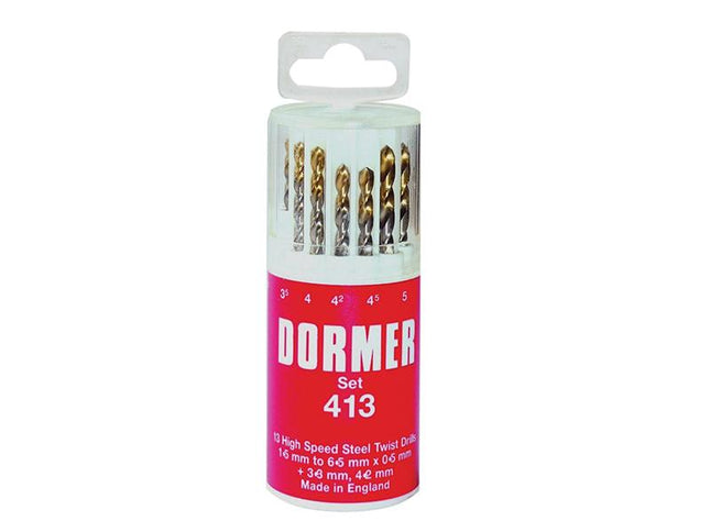 Dormer A094 No.419 Hss Tin Coated Drill Set Of 19 1.00Mm-10.00Mm X 0.5Mm