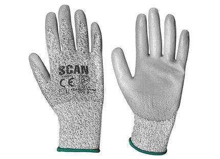 Scan Grey Pu Coated Cut 3 Gloves - Medium (Size 8)