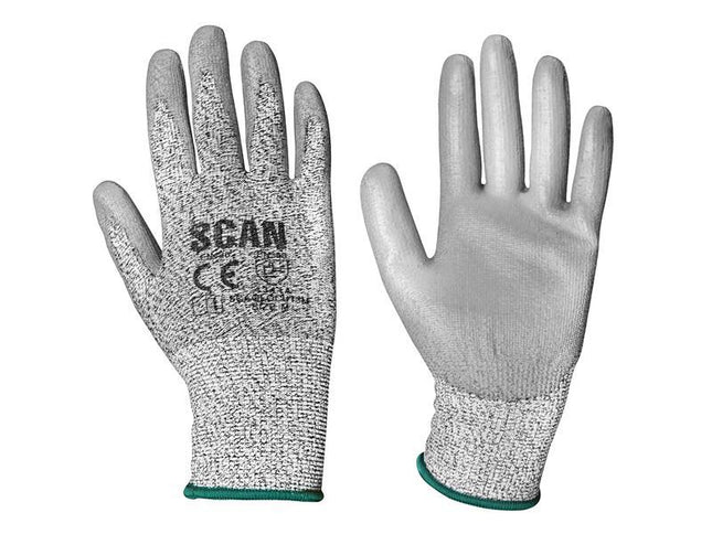 Scan Grey Pu Coated Cut 3 Gloves - Medium (Size 8)