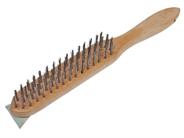 Faithfull 680/4S Heavy-Duty Scratch Brush With Scraper - 4 Row