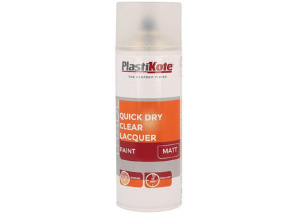 Plastikote Trade Quick Dry Clear Lacquer Spray Matt 400Ml