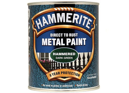 Hammerite Direct To Rust Hammered Finish Metal Paint Dark Green 750Ml